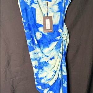 PrettyLittleThing Blue and White Dress